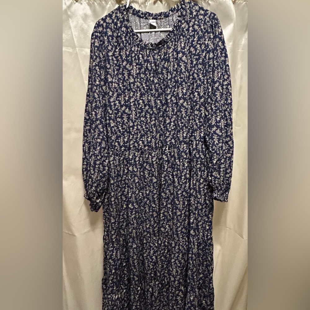 Old Navy Plus Size XXL long sleeve blue ruffle dress